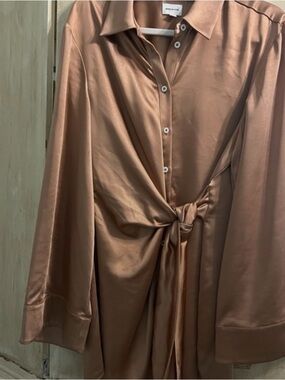 Song of Style Marta Satin Tie-Front Dress in Dusty Rose. Worn twice.